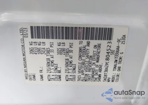 2023 Nissan Rogue Sv Fwd из США, поврежденный, VIN 5N1BT3BA2PC804523